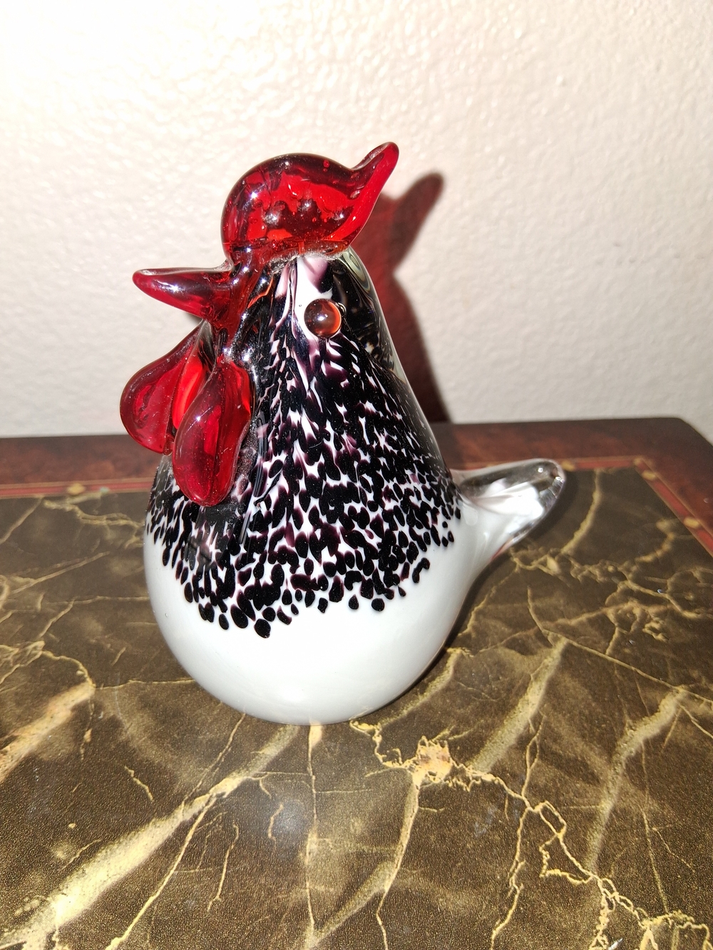 Blown Glass Rooster Figurine for Bird Lovers Art 5in
